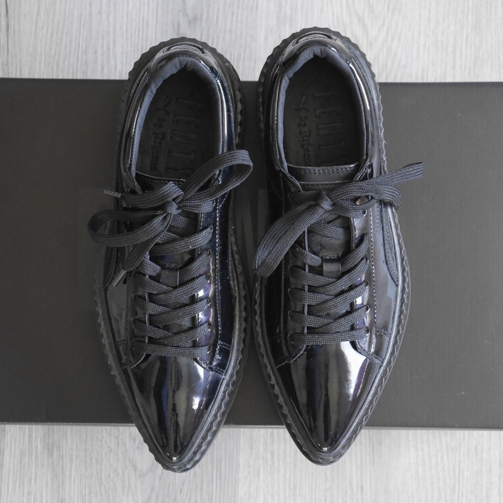 FENTY x Puma black patent leather point toe platform creepers
